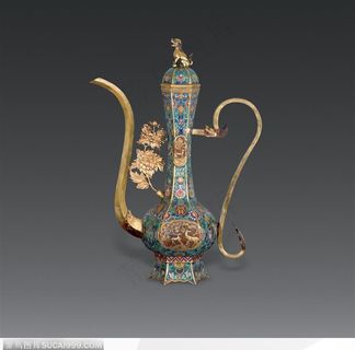 清代乾隆期间掐丝珐琅双鹿执壶图片