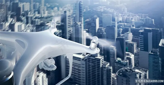 无人机与城市鸟瞰高清图