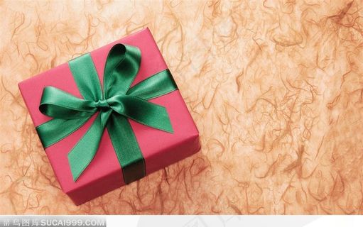 圣诞节静物特写－－扎着蝴蝶结的圣诞礼物　礼盒