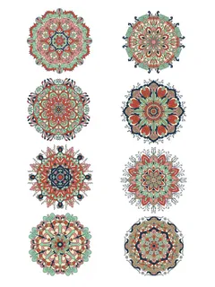 中国风古典民族风手绘曼陀罗花纹圆形插画AI矢量装饰图案PSD素材