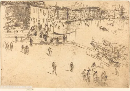 惠斯勒素描港口美景装饰画 惠斯勒素描港口美景装饰画