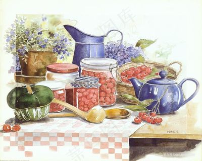 陶瓷杯子罐艺术插画