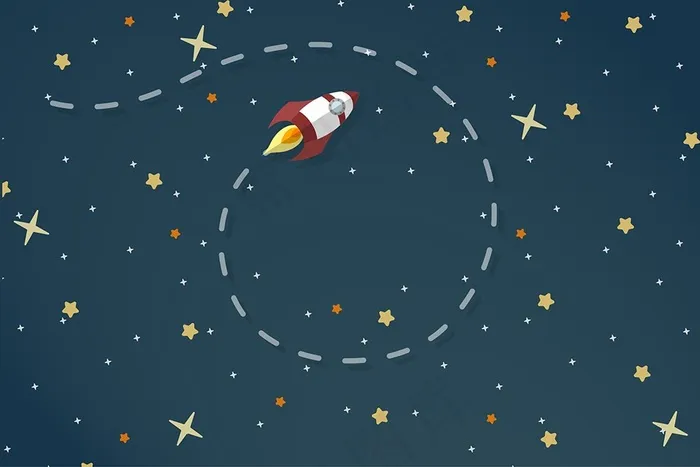 可爱卡通航天火箭宇宙星球太空星空背景