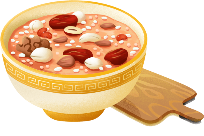 腊八元素-卡通腊八节腊八粥艺术字体八宝粥PNG免扣腊八海报装饰插画PNG素材