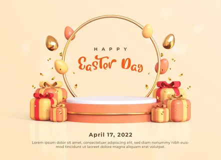 橙色电商产品展示台素材