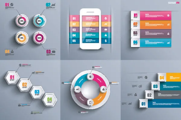 ppt素材3d数据图表模板可视化图形统计标签矢量图标模型ai源文件eps,ai矢量模版下载