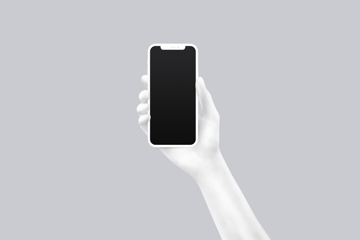 白色手持苹果手机插画展示样机