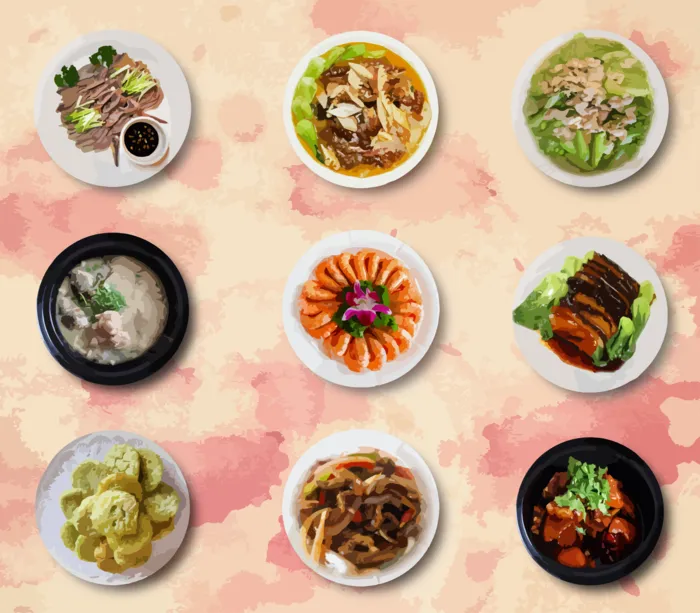中国菜, 矢量, 美食 新年 年会 中国菜 矢量 美食ai矢量模版下载