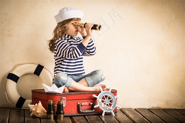 航海儿童艺术写真素材高清图片