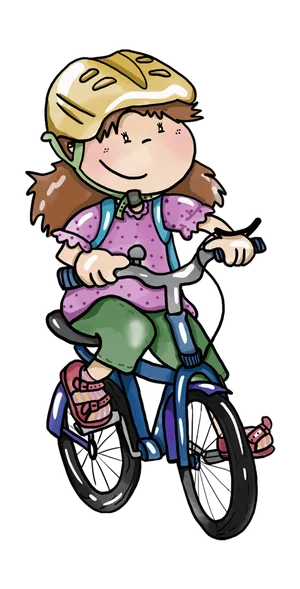 女孩骑车卡通