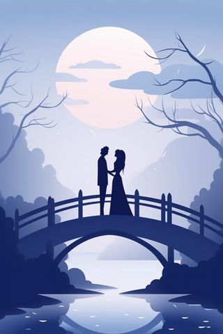 扁平情人桥渐变背景