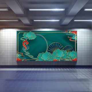 中国风国潮展板背景psd分层模板