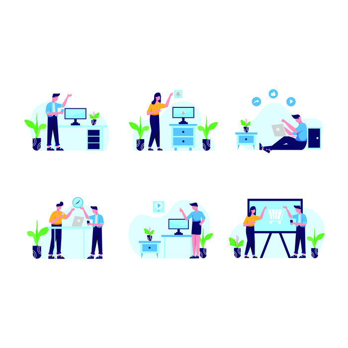 扁平化人物场景办公互联网等距ai矢量设计网页海报UI素材插画