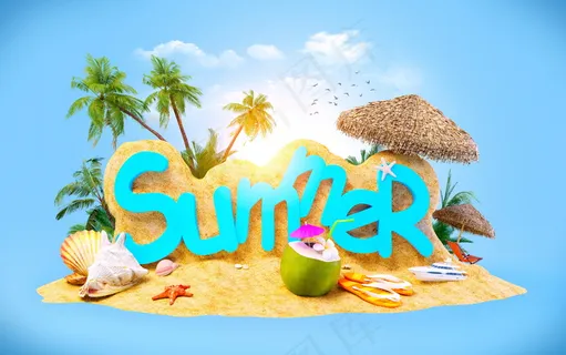 夏日度假海报图片