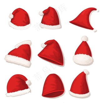 圣诞帽子圣诞老人帽卡通插画免抠