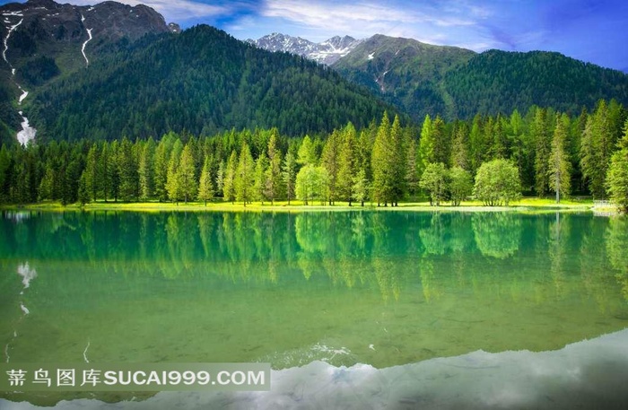 湖光山色湖泊森林美景