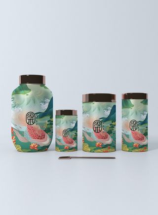 国风高档茶叶包装盒袋罐瓶LOGO标贴展示VI智能贴图样机PSD素材