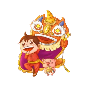 国潮醒狮中国风AI矢量卫衣T恤烫画印花手机壳图案PNG高清免抠素材