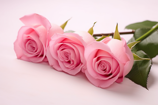 粉红玫瑰花浅粉背景摄影图