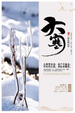 24二十四节气传统节日大寒宣传活动海报插画合集psd设计素材模板