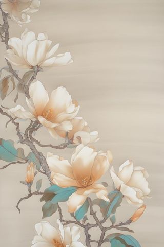 花朵白色国风简约背景