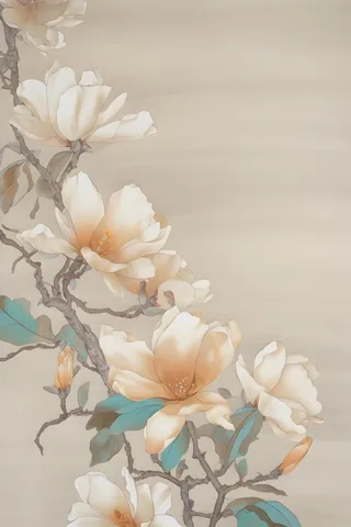 花朵白色国风简约背景