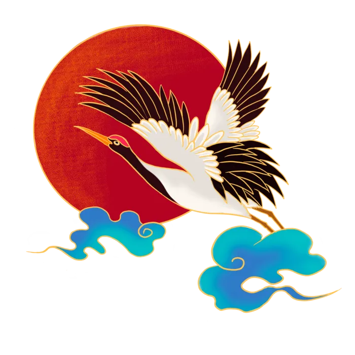 国潮仙鹤插画免扣素材设计素材