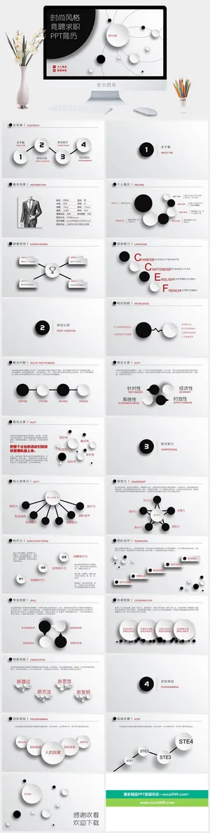 时尚风格竞聘求职PPT简历预览图
