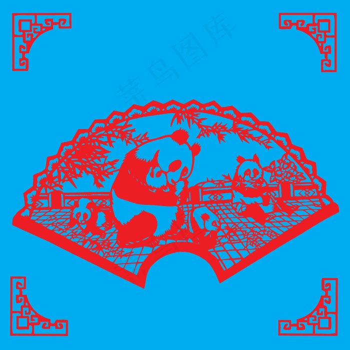 熊猫剪纸 剪纸风元素