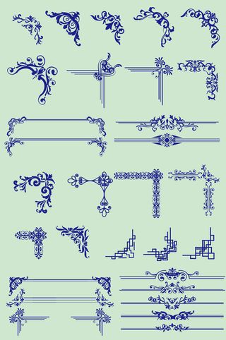 欧式矢量花纹对角花