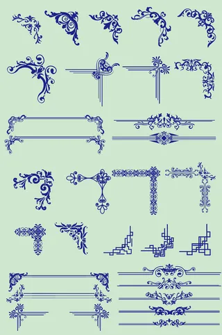 欧式矢量花纹对角花