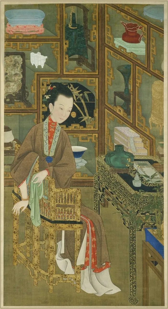 雍亲王题书堂深居图屏之博古幽思