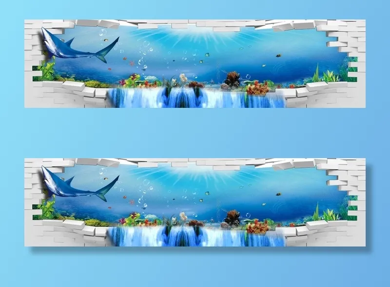 海底世界3D立体背景墙psd模版下载