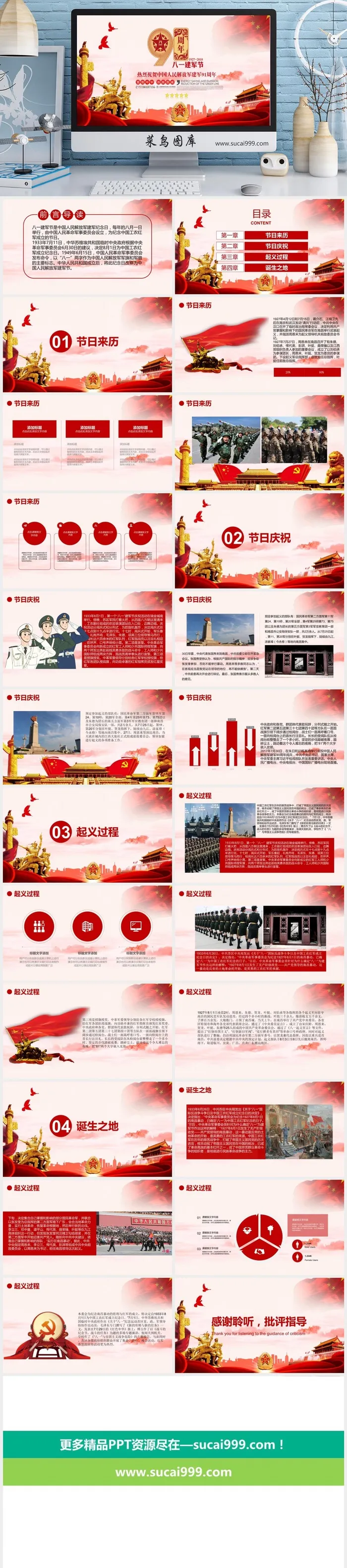 红色 党建 中国梦 PPT模板