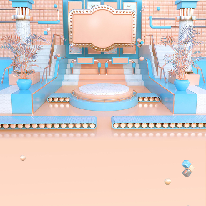 立体C4D场景电商首页主图直通车促销banner海报背景PSD素材