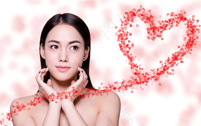 情人节被爱心环绕的美女