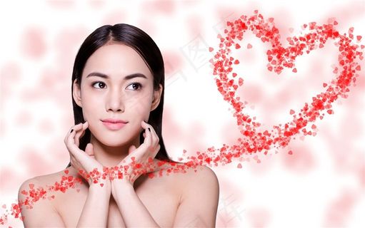 情人节被爱心环绕的美女