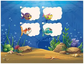 海底世界卡通不干胶标签贴纸