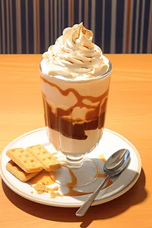 下午茶冰淇淋奶油饼干摄影图