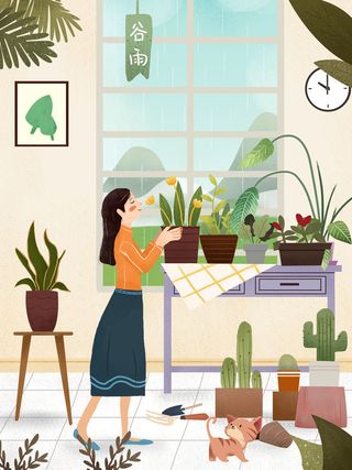 谷雨二十四节气海报设计