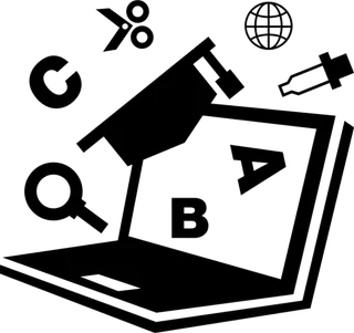 电脑博士帽剪影素材卡通少儿兴趣班
