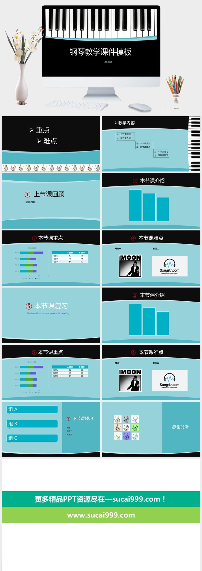 钢琴教育教学课件PPT模板