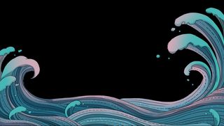 中国风国潮插画海浪波浪背景装饰浪花图案元素