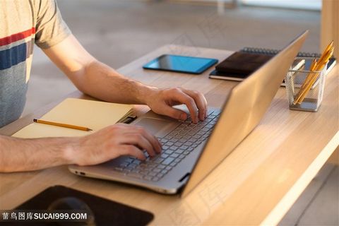 使用笔记本办公的商务人士图片