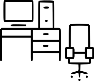 线条电脑桌椅子卡通少儿兴趣班