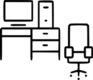 线条电脑桌椅子卡通少儿兴趣班