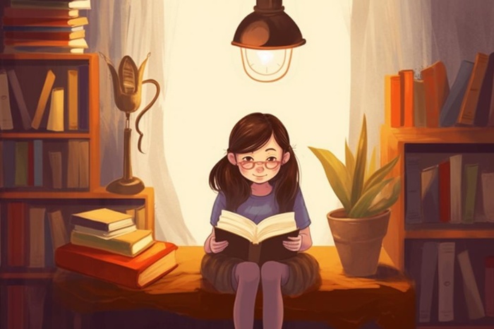 学生在书桌开灯读书复习海报素材背景
