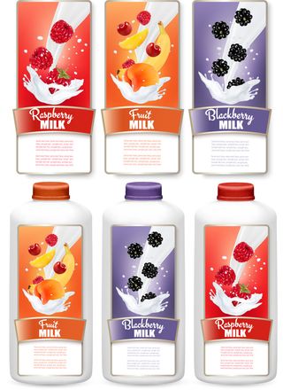 水果牛奶不干胶标签瓶贴纸