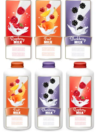 水果牛奶不干胶标签瓶贴纸