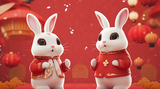 兔年新年贺新春喜庆背景